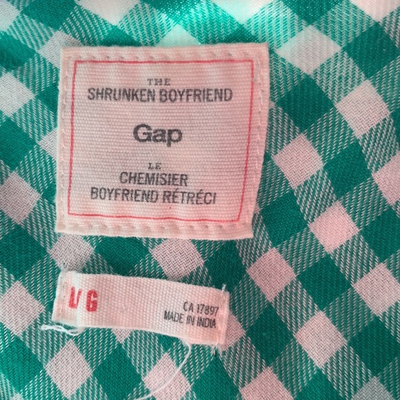 Green gingham button down cotton long sleeve shirt slim fit large - Picture 13 of 14